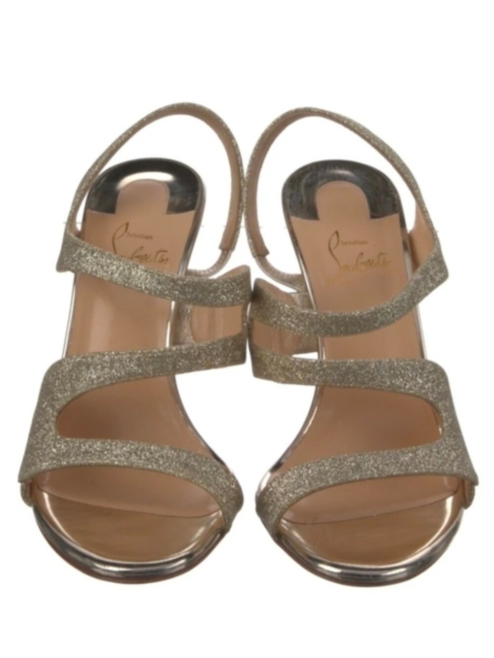 ❤️ RED BOTTOM ❤️ Women's Glitter Metallic High Heel Sandals - Gold